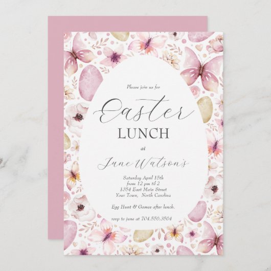 Uitnodiging tot Pasen Brunch, Uitnodiging tot Pase (Voorkant / Achterkant)