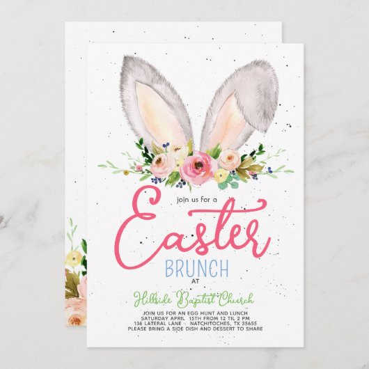 Uitnodiging tot Pasen Brunch, Uitnodiging tot Pase (Voorkant / Achterkant)