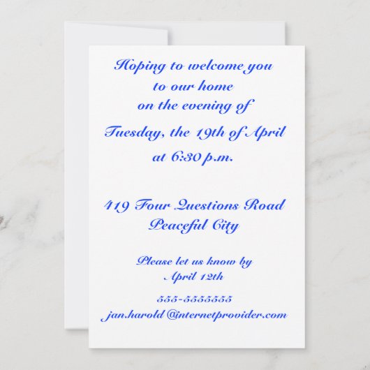 Uitnodiging tot Passover Seder (Achterkant)