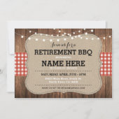 Uitnodiging tot pensionering BBQ Rode uitnodiging (Voorkant)