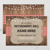 Uitnodiging tot pensionering BBQ Rode uitnodiging (Voorkant / Achterkant)