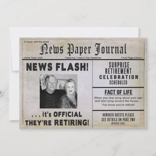 Uitnodiging tot pensionering (COUPLE) - FOTO/NewsP (Voorkant)