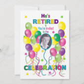Uitnodiging tot pensionering Festive, ballonnen &  (Voorkant)