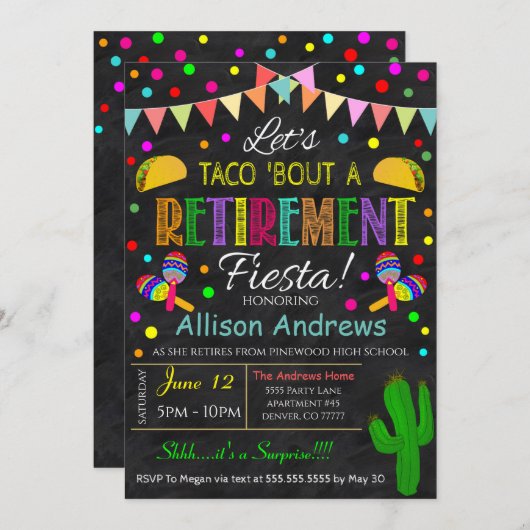 Uitnodiging tot pensionering Fiesta (Voorkant / Achterkant)