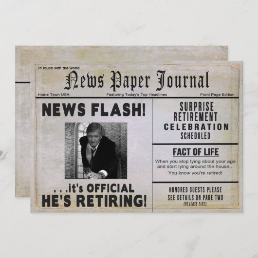 Uitnodiging tot pensionering - FOTO-INSERT/Nieuws (Voorkant / Achterkant)