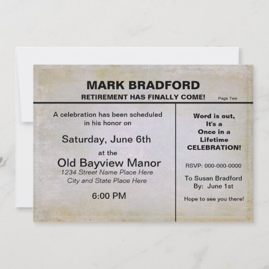 Uitnodiging tot pensionering - FOTO-INSERT/Nieuws  (Achterkant)