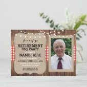 Uitnodiging tot pensionering Fotopartij BBQ Red In (Staand voorkant)