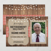Uitnodiging tot pensionering Fotopartij BBQ Red In (Voorkant / Achterkant)