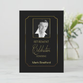 Uitnodiging tot pensionering - Foto's - Zwart/goud (Staand voorkant)