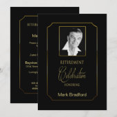Uitnodiging tot pensionering - Foto's - Zwart/goud (Voorkant / Achterkant)
