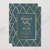 Uitnodiging tot pensionering - goudlegant, eenvoud (Voorkant / Achterkant)