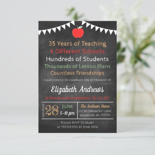 Uitnodiging tot pensionering leraar (Staand voorkant)
