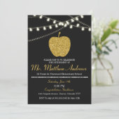 Uitnodiging tot pensionering leraar - Gold Apple (Staand voorkant)