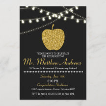 Uitnodiging tot pensionering leraar - Gold Apple