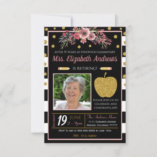 Uitnodiging tot pensionering leraar school (Voorkant)