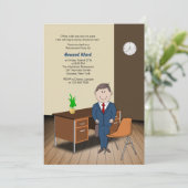 Uitnodiging tot pensionering mannen/Kantoor op sch (Staand voorkant)