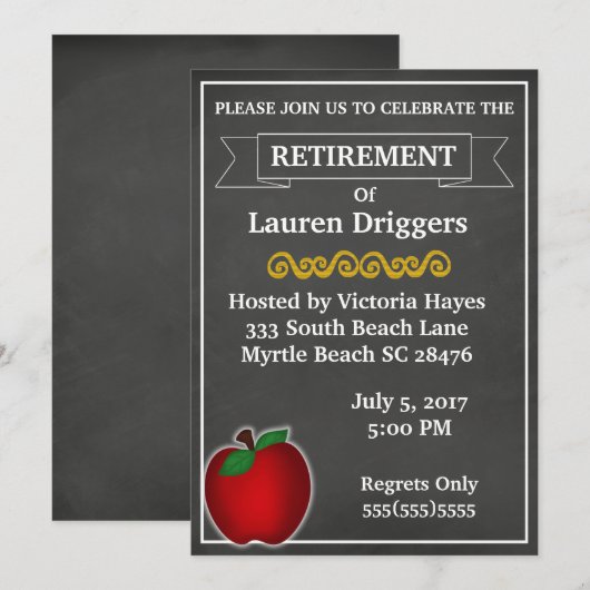 Uitnodiging tot pensionering met leerkrachten (Voorkant / Achterkant)