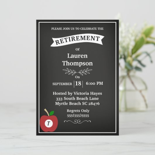 Uitnodiging tot pensionering met leerkrachten (Staand voorkant)