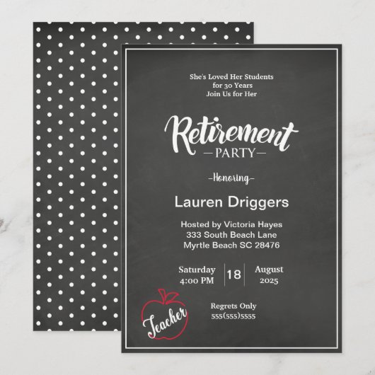 Uitnodiging tot pensionering met leerkrachten (Voorkant / Achterkant)