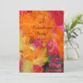 Uitnodiging tot pensionering, Oranje, roze veren (Staand voorkant)