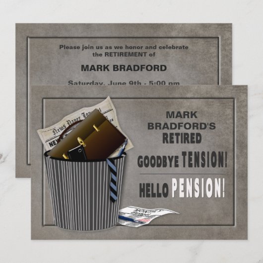 Uitnodiging tot pensionering - Tensie-Pensioen (Voorkant / Achterkant)