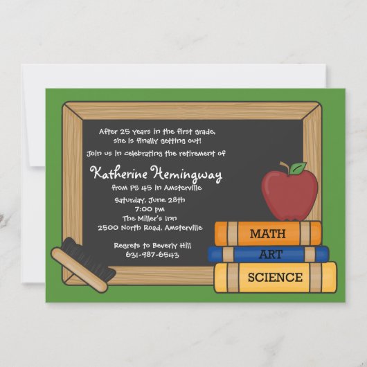 Uitnodiging tot pensionering van Blackboard Teache (Voorkant)