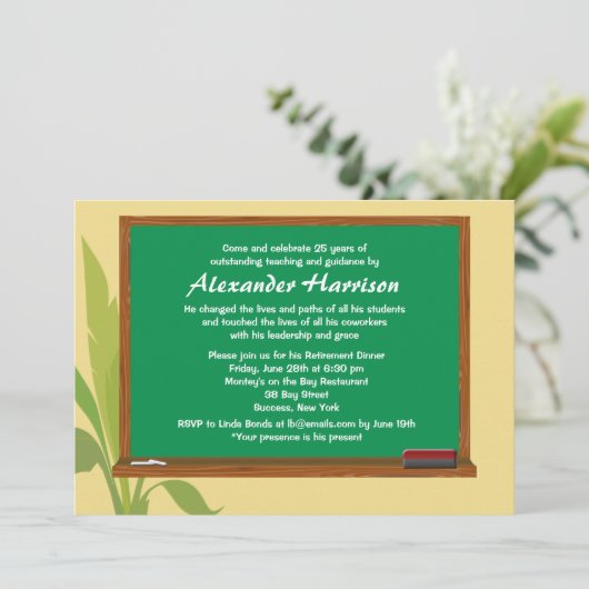 Uitnodiging tot pensionering van de Groene Chalkbo (Staand voorkant)