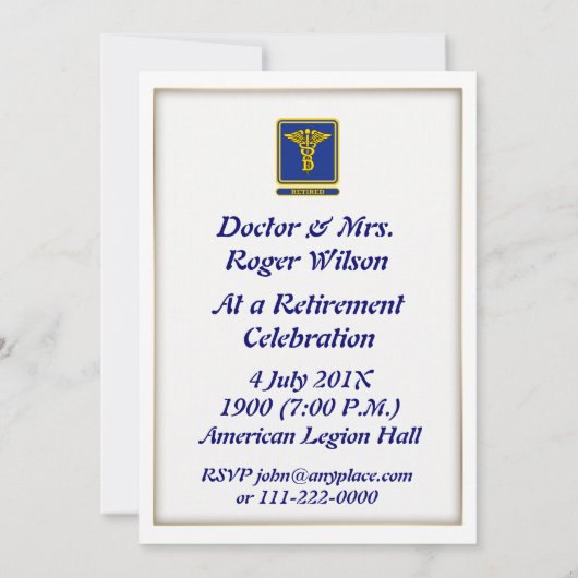 Uitnodiging tot pensionering van Dentist (Achterkant)