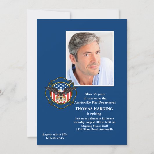 Uitnodiging tot pensionering van Fireman (Voorkant)