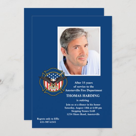 Uitnodiging tot pensionering van Fireman (Voorkant / Achterkant)