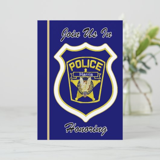 Uitnodiging tot pensionering van politieagent (Staand voorkant)