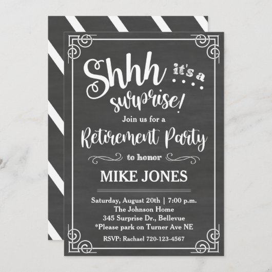 Uitnodiging tot pensionering, Verrassingsfeestje v (Voorkant / Achterkant)