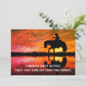 Uitnodiging tot pensionering voor cowboy, paarden (Staand voorkant)