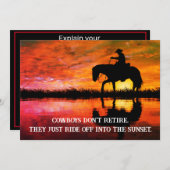 Uitnodiging tot pensionering voor cowboy, paarden (Voorkant / Achterkant)