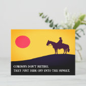 Uitnodiging tot pensionering voor cowboy, paarden  (Staand voorkant)