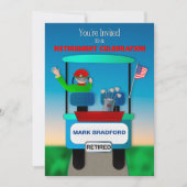 Uitnodiging tot pensionering voor Golfer Golf Cart (Voorkant)