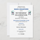 Uitnodiging tot pensionering voor Golfer Golf Cart (Achterkant)