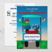 Uitnodiging tot pensionering voor Golfer Golf Cart (Voorkant / Achterkant)