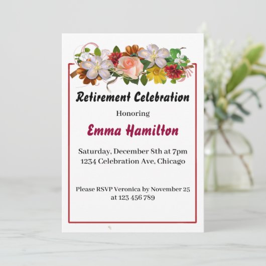 Uitnodiging tot pensionering voor vrouwen (Staand voorkant)