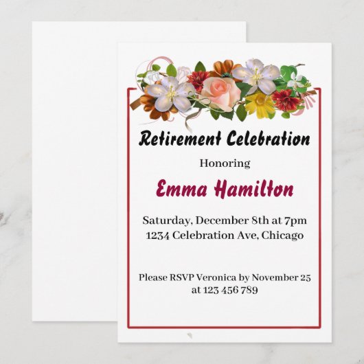 Uitnodiging tot pensionering voor vrouwen (Voorkant / Achterkant)