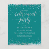 Uitnodiging tot pensionering - Zilver, Blauwgroen Flyer (Voorkant)