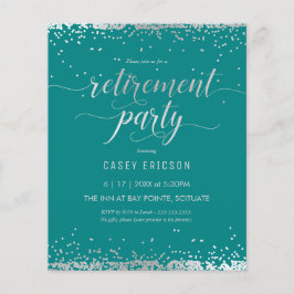 Uitnodiging tot pensionering - Zilver, Blauwgroen Flyer