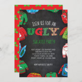 Uitnodiging tot persoonlijke Ugly Sweater Party (Voorkant / Achterkant)
