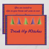 Uitnodiging tot Petten van Halloween Witches (Voorkant / Achterkant)