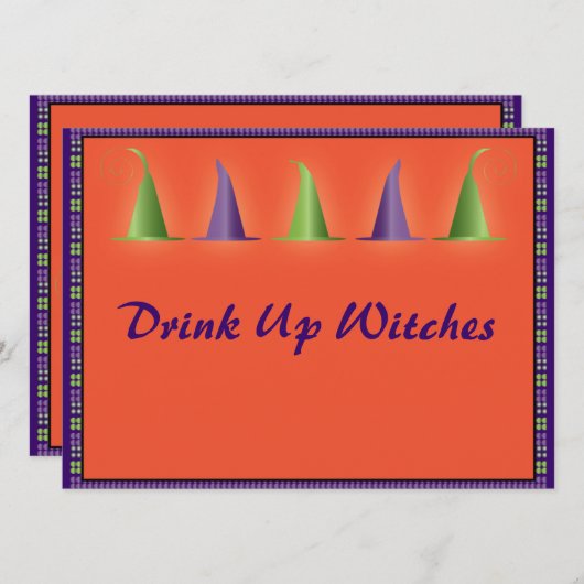 Uitnodiging tot Petten van Halloween Witches (Voorkant / Achterkant)