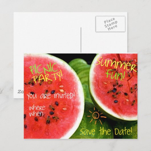 Uitnodiging tot Picnic Briefkaart (Voorkant / Achterkant)