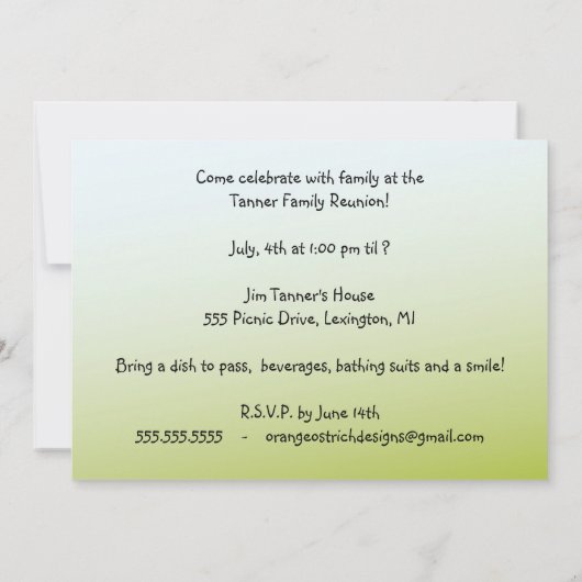 Uitnodiging tot Picnic, Partij of Familie (Achterkant)