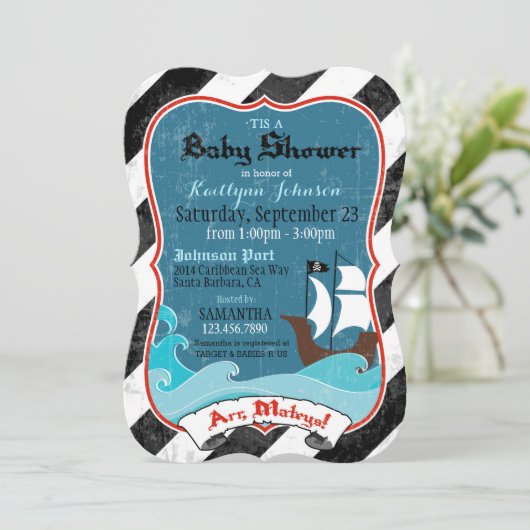 Uitnodiging tot piraterij voor schepen en Baby sho (Staand voorkant)