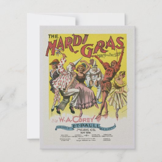 Uitnodiging tot Poster Mardi Gras (Voorkant)