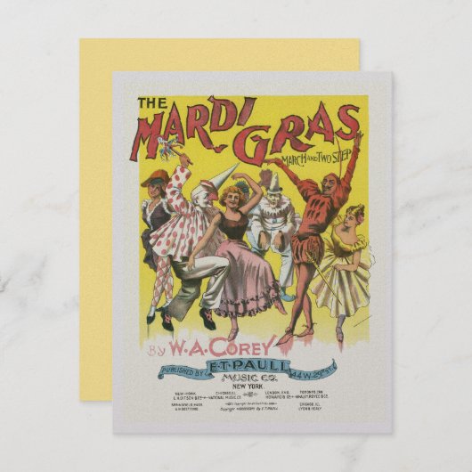 Uitnodiging tot Poster Mardi Gras (Voorkant / Achterkant)